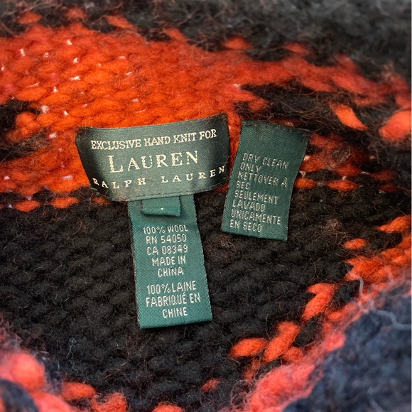 Vintage Lauren Ralph Lauren Southwestern Hand Knit Fringe Poncho - Picture 3 of 3